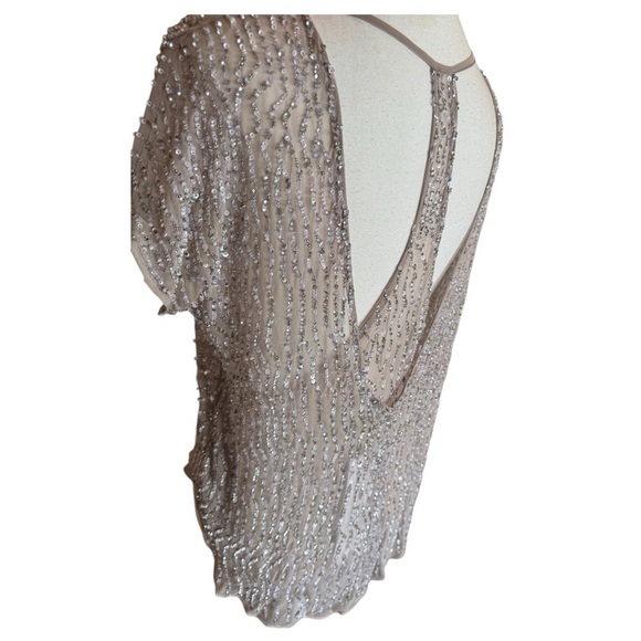 NWT* PARKER Hazel Silk Sequin Top Champagne Grey XS - Picture 3 of 10